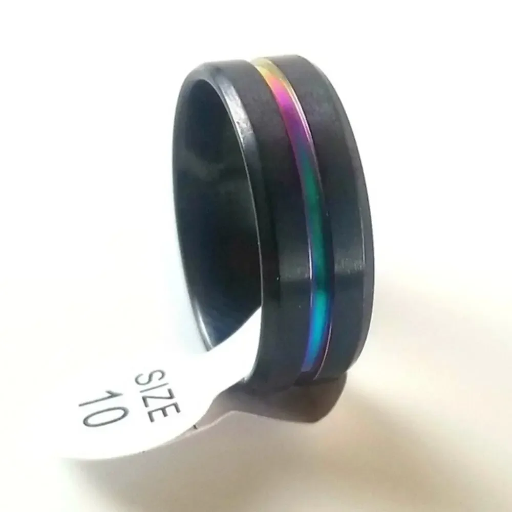 New stainless steel black ring size 10‎
